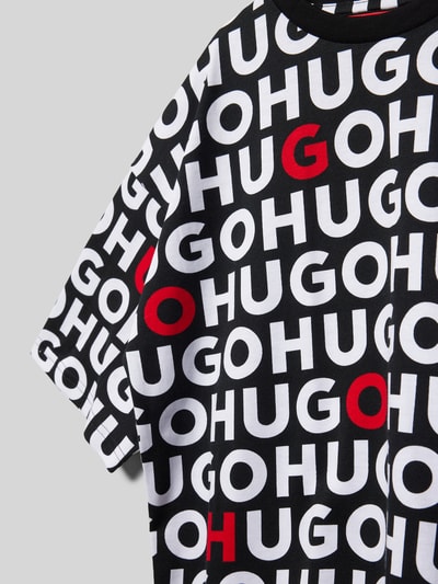 HUGO T-shirt met all-over labelprint Rood - 2