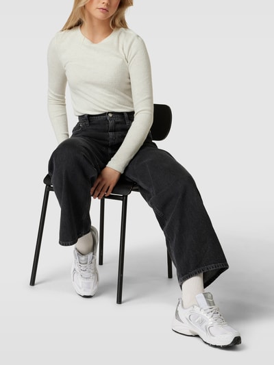 QS by s.Oliver Shirt met lange mouwen in riblook Offwhite - 1