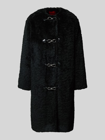 HUGO Płaszcz z futerka o kroju regular fit z zapięciem na klamrę model ‘MELJA’ Czarny 2