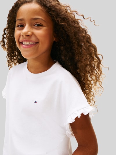 Tommy Hilfiger Teens Relaxed Fit T-Shirt aus Baumwoll-Mix mit Rüschen-Details Weiss 3
