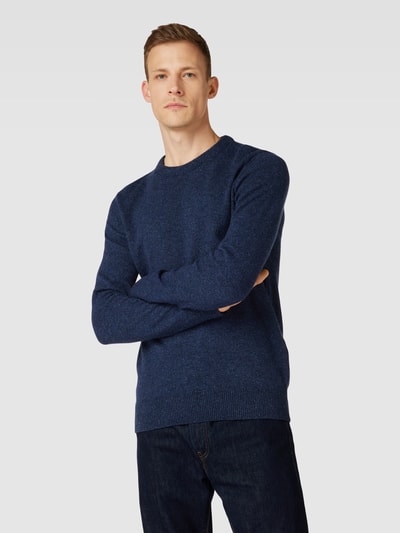 Barbour Strickpullover aus Escorial Woll-Mix mit Label-Stitching Jeansblau Melange 4