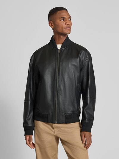 BOSS Orange Kurtka skórzana o kroju regular fit ze skóry jagnięcej model ‘JOBRICE’ Czarny 4