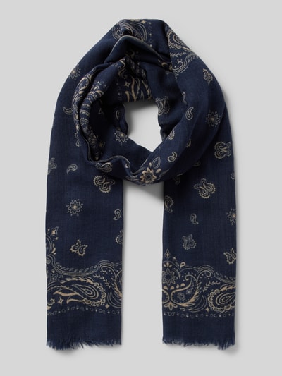 Hartford Schal aus Wolle mit Fransen Modell 'Bandana' Blau 1