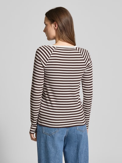 OPUS Longsleeve o kroju slim fit z okrągłym dekoltem model 'Sorka' Ciemnobrązowy 5