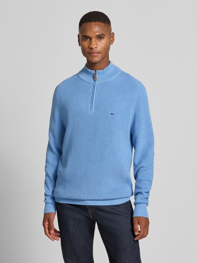 Fynch-Hatton Gebreide pullover met schipperskraag en labelstitching Lichtblauw - 4