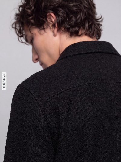 Selected Hemdjacke aus Wolle mit Brusttaschen Black 3