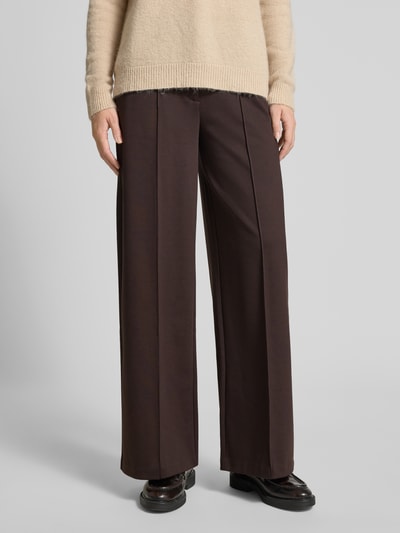 ICHI Wide Leg Stoffhose mit fixierten Bügelfalten Modell 'KATE' Dunkelbraun 4