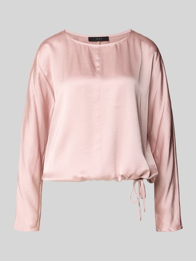 Productfoto, Blusenshirt mit Rundhalsausschnitt und Tunnelzug van Oui in zachtroze, relaxed fit, mix van viscose, glanzende textuur