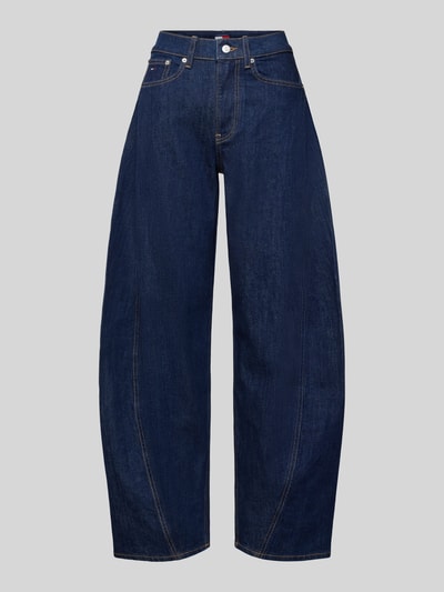 Productfoto, Loose Fit Jeans uit katoenmix van Tommy Jeans, donkerblauwe denim, mid waist, 5-pocket-design, label patch, knoopsluiting