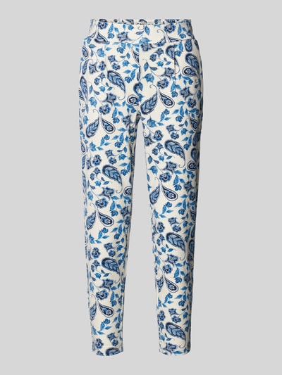 ICHI Tapered fit stoffen broek met all-over print, model 'Kate' Bleu - 2