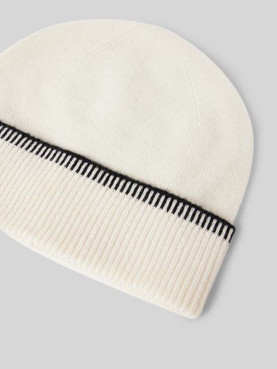 Christian Berg Woman Wollen beanie met omslag in riblook Offwhite - 2