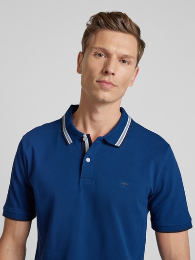 Fynch-Hatton Regular Fit Poloshirt mit Kontraststreifen Dunkelblau 3