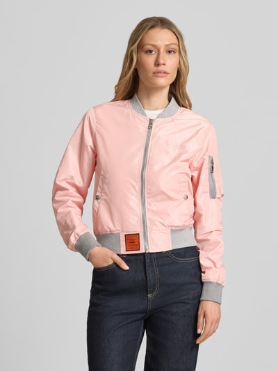 Original Bombers bomberjack met labelpatch en ritszak op de mouwen Rosé - 4