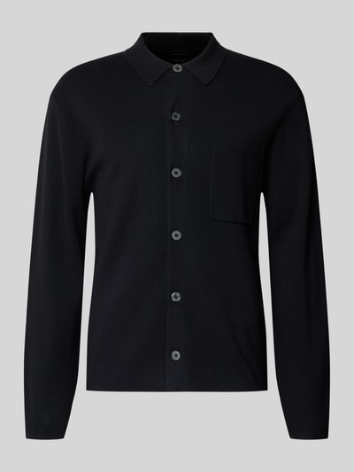 Christian Berg Men Cardigan aus Woll-Mix mit Brusttasche Black 2