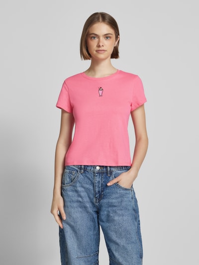 Review T-Shirt mit Motiv-Stitching Pink 4