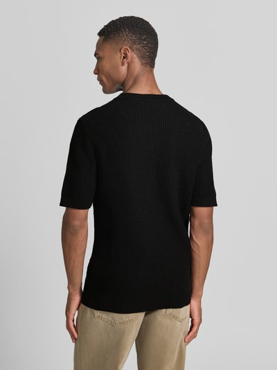 HUGO Sweter z dzianiny o kroju relaxed fit z czystej bawełny model 'SAFFON' Czarny 5