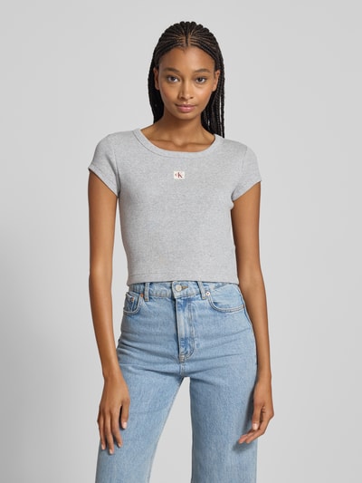 Calvin Klein Jeans T-shirt z naszywką z logo Jasnoszary melanż 4