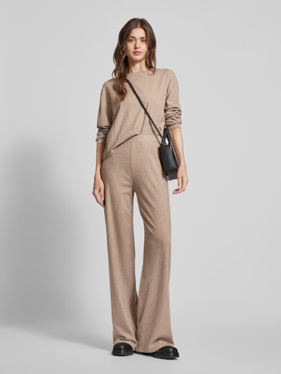 Guess Wide leg stoffen broek met labelapplicatie, model 'ELSA' Beige gemêleerd - 1