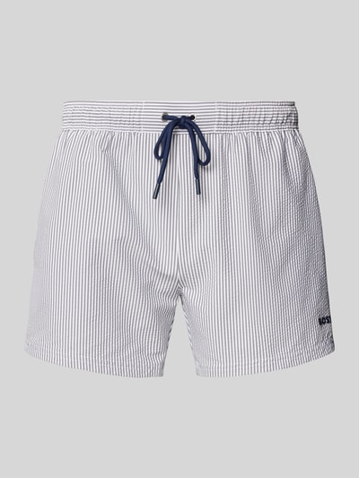 BOSS Relaxed Fit Badeshorts mit Strukturmuster Modell 'Velvetfish' Marine 1