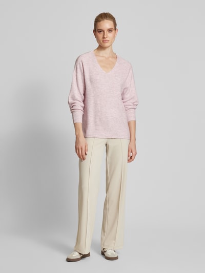 Vero Moda Regular Fit Strickpullover in Melange Modell 'CREWLEFILLE' Hellrosa 1