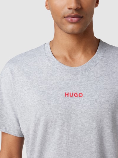 HUGO T-shirt z nadrukiem z logo model ‘Linked’ Średnioszary melanż 3