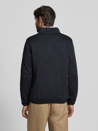 camel active Regular Fit Strickjacke in Melange-Optik mit Stehkragen Marine 5