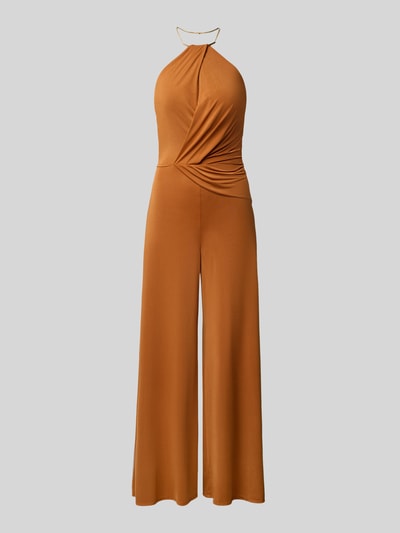 Rinascimento Neckholder-Jumpsuit in Wickel-Optik Mittelbraun 2