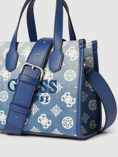 Guess Tote Bag mit Allover-Label-Details Modell 'SILVANA' Marine 3