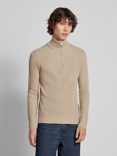 Jack & Jones Sweter z dzianiny z kołnierzem model ‘PERFECT’ Beżowy 4