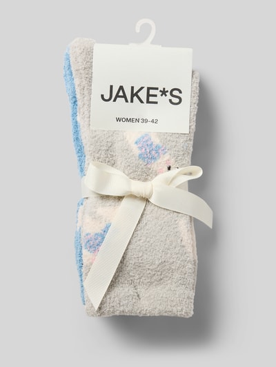 Jake*s Casual Socken mit geripptem Abschluss im 2er-Pack Hellgrau Melange 3