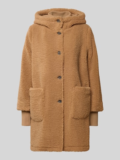 Tom Tailor Denim Regular fit lange jas van teddybont met capuchon Camel - 2