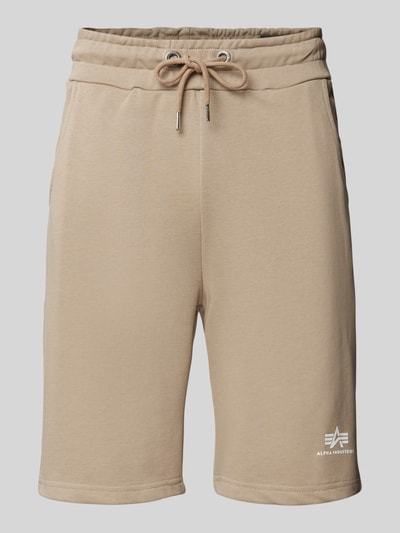 Alpha Industries Regular fit sweatshorts met labelprint Beige - 2