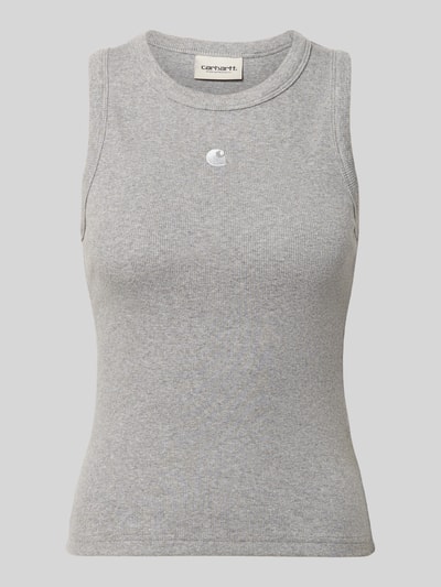 Produktfoto, graues Tanktop in Ripp-Optik Modell 'Philips' von Carhartt Work In Progress aus Baumwoll-Elasthan-Mix, Slim-Fit, Rundhalsausschnitt