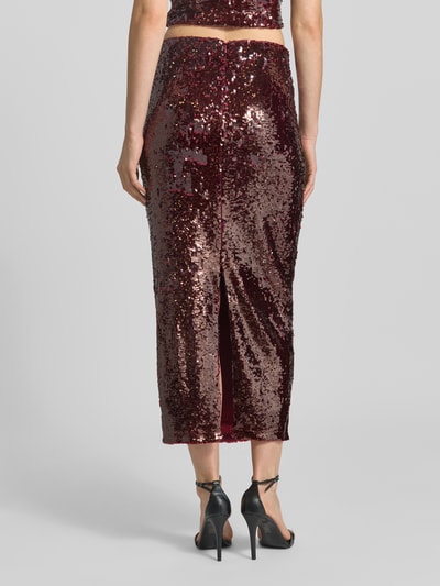 Jake*s Cocktail Slim fit midirok met pailletten Kersenrood gemêleerd - 5