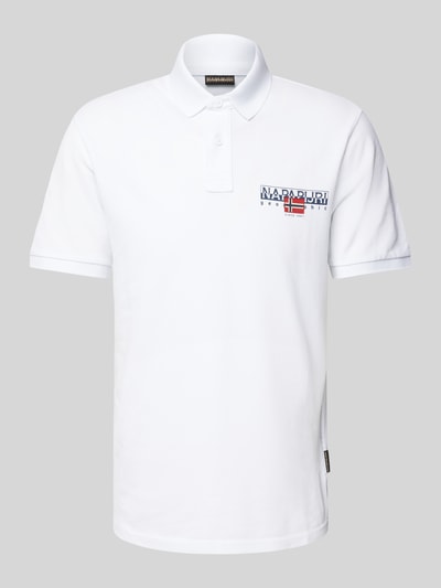 Napapijri Slim Fit Poloshirt mit Label-Print Modell 'AYLMER' Weiss 2