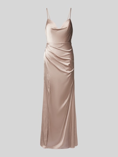 Laona Abendkleid mit seitlicher Raffung Metallic Beige 2