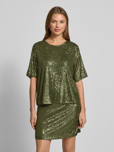 mbyM Blusenshirt mit Paillettenbesatz Modell 'Emrilla' Dunkelgruen 4