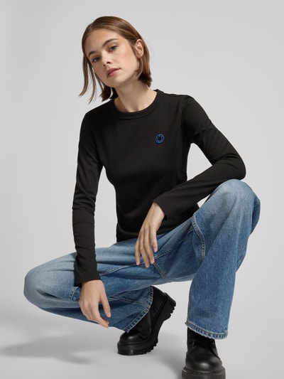 Hugo Blue Longsleeve mit geripptem Rundhalsausschnitt Modell 'Daliria' Black 3