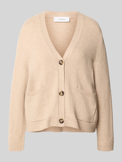 comma Strickjacke aus Woll-Mix mit V-Ausschnitt Sand 2