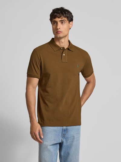 Polo Ralph Lauren Custom Slim Fit Poloshirt mit Label-Stitching Mittelbraun 4