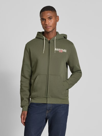 Napapijri Sweatjacke mit Kapuze und Känguru-Tasche Modell 'AYLMER' Oliv 4
