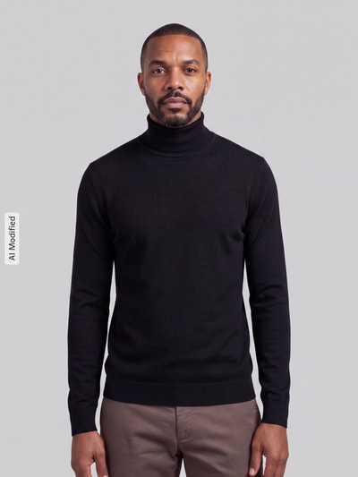 ONLY & SONS Regular Fit Rollkragenpullover aus Viskose-Mix Modell 'WYLER' Black 4