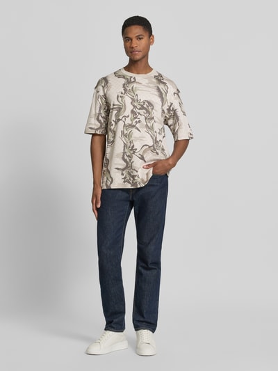 BOSS Orange regular fit T-shirt van puur katoen model 'TE-BARB' Beige - 1