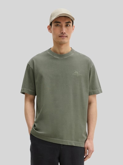 Marc O'Polo t-shirt o kroju loose fit z czystej bawełny Khaki 4