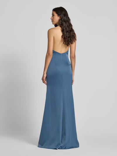 LUXUAR FASHION Avondjurk met plooien en loopsplit Rookblauw - 5