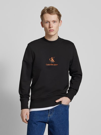 Calvin Klein Jeans Sweatshirt aus reiner Baumwolle  mit Stehkragen Black 4