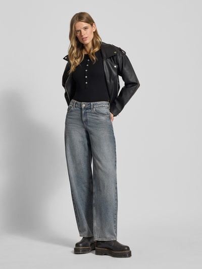 G-Star Raw Slim Fit Longsleeve mit Rundhalsausschnitt und Knopfleiste Black 1