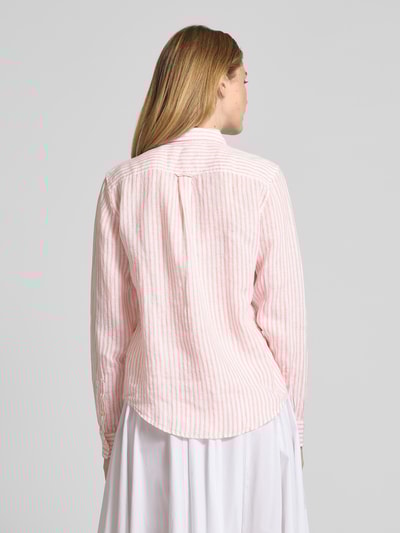 Gant Regular Fit Leinenhemdbluse mit Logo-Stitching Pink 5