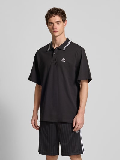 adidas Originals Loose fit poloshirt met labelstitching Zwart - 4