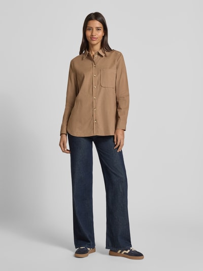 Christian Berg Woman Relaxed Fit Hemdbluse in Cord-Optik mit Brusttasche Mittelbraun 1